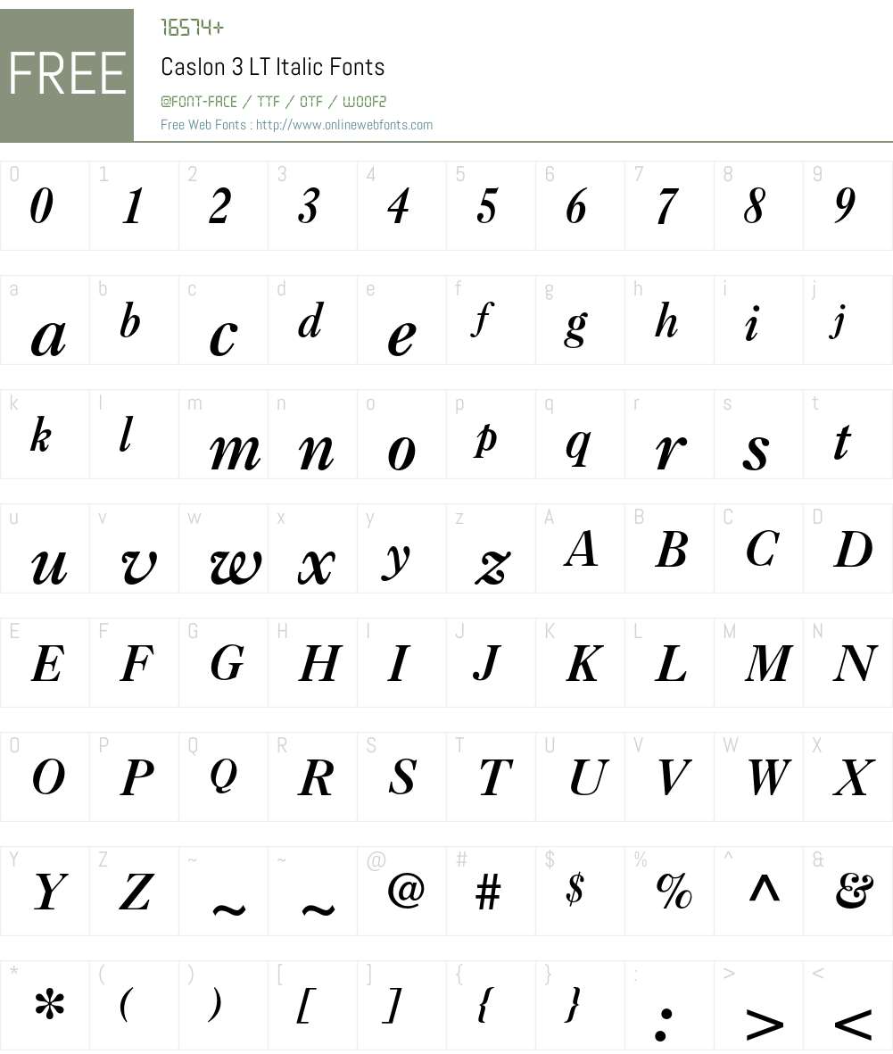 Caslon 3 LT Font Screenshots