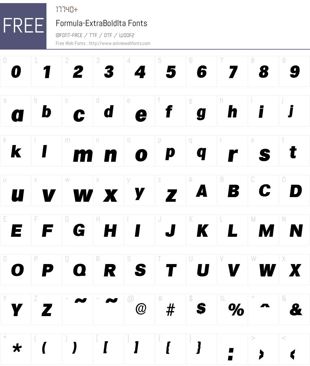Formula-ExtraBoldIta Font Screenshots