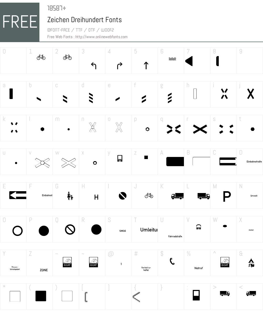 Zeichen Dreihundert Font Screenshots