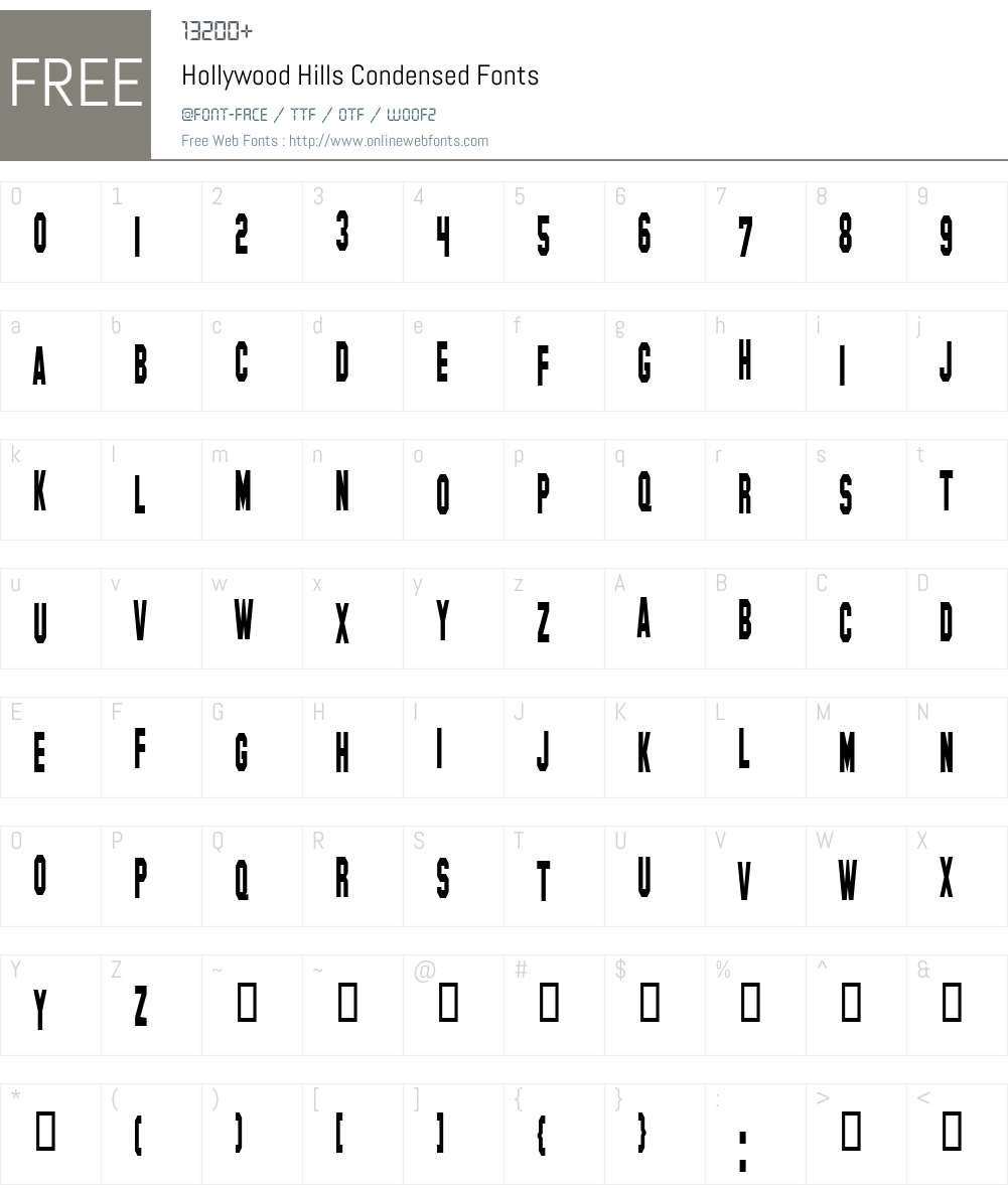 Hollywood Hills Condensed Font Screenshots