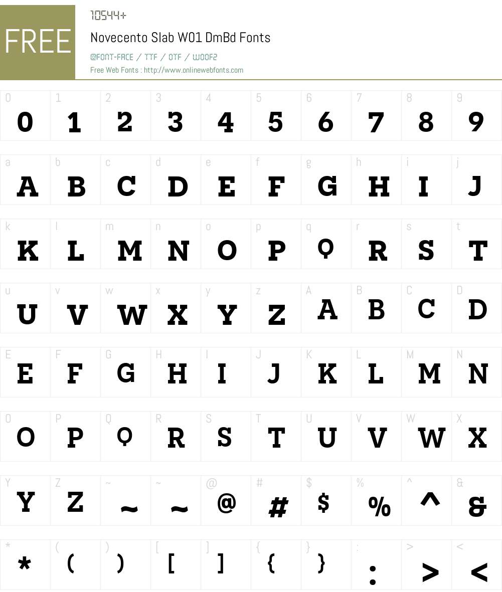 NovecentoSlabW01-DmBd Font Screenshots