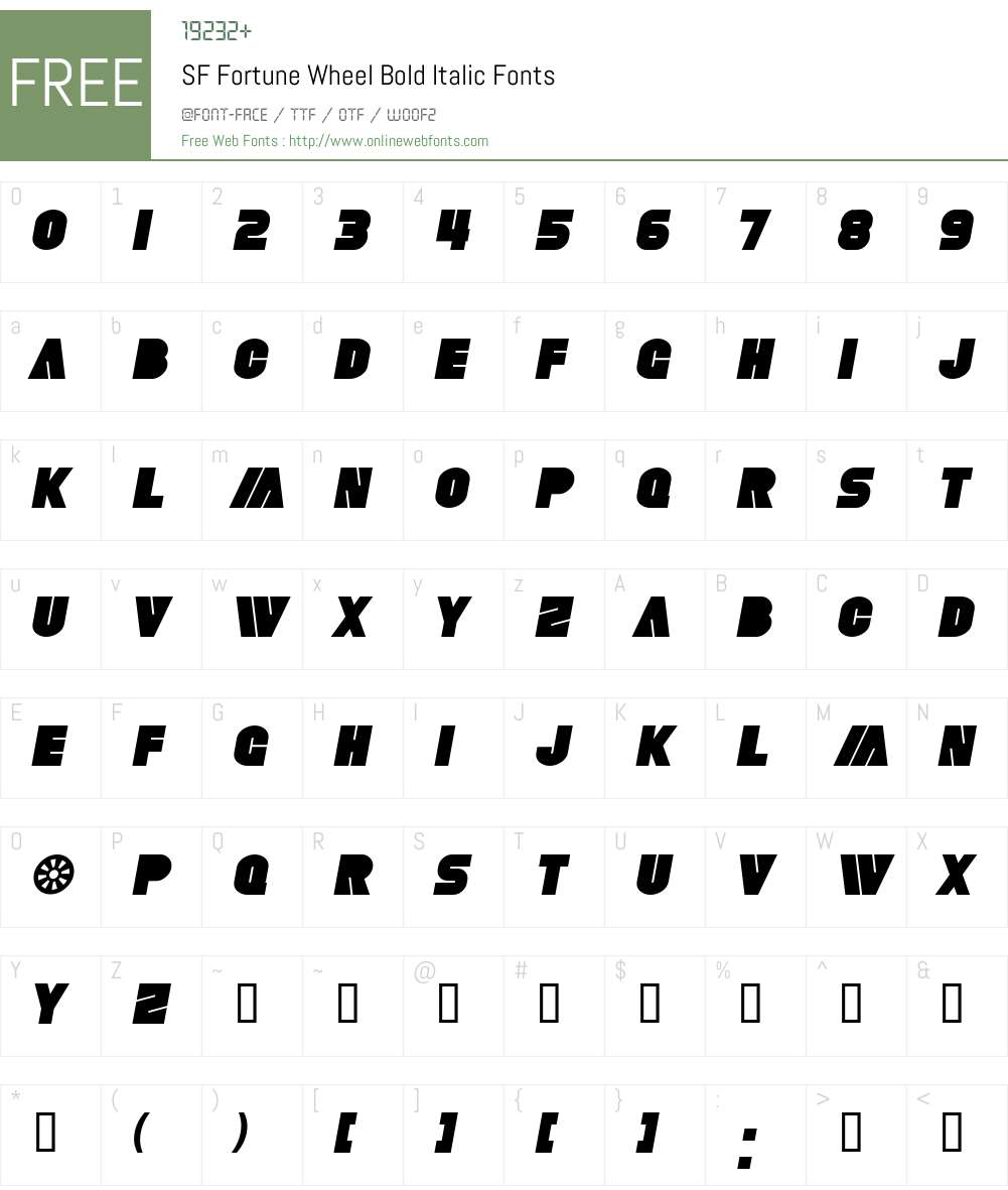 SF Fortune Wheel Font Screenshots