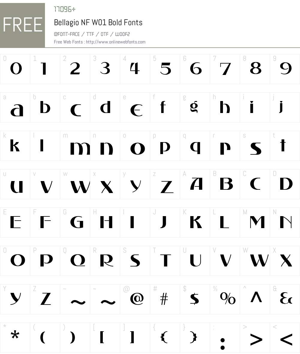 BellagioNFW01-Bold Font Screenshots