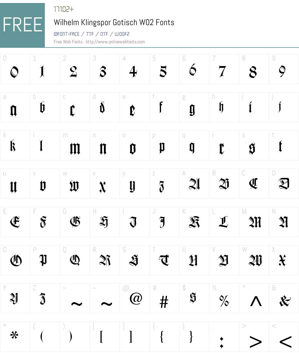 Wilhelm Klingspor Gotisch Font Screenshots