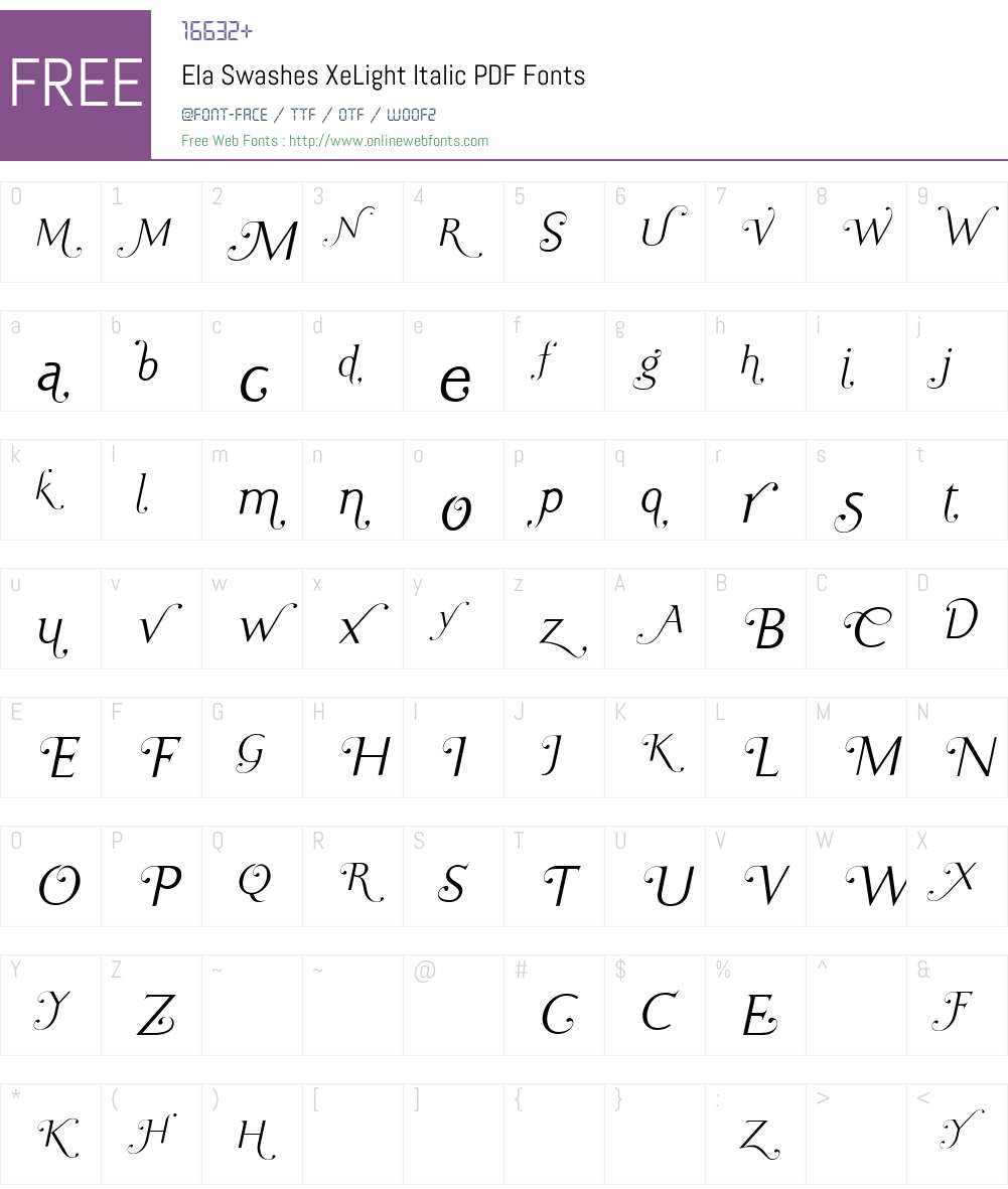 Ela Swashes XeLight Font Screenshots