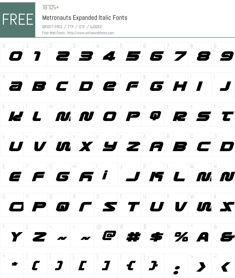 Metronauts Expanded Italic Font Screenshots
