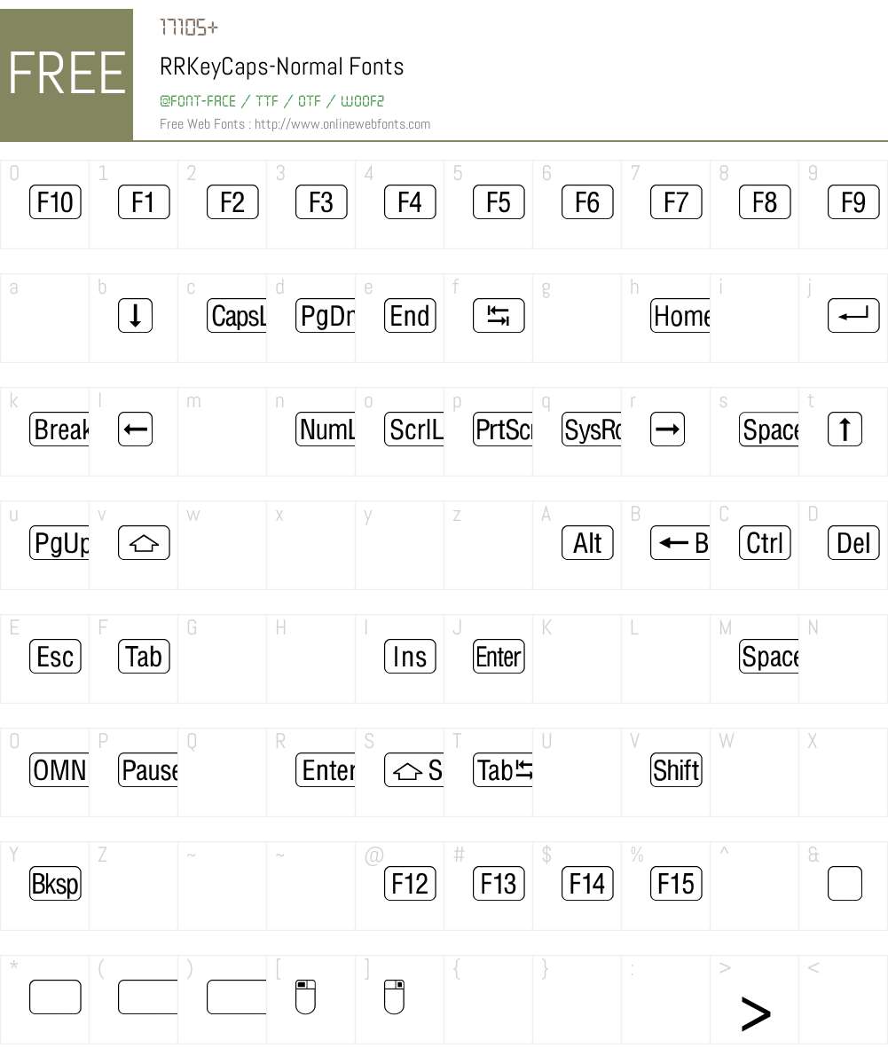 RRKeyCaps-Normal Font Screenshots