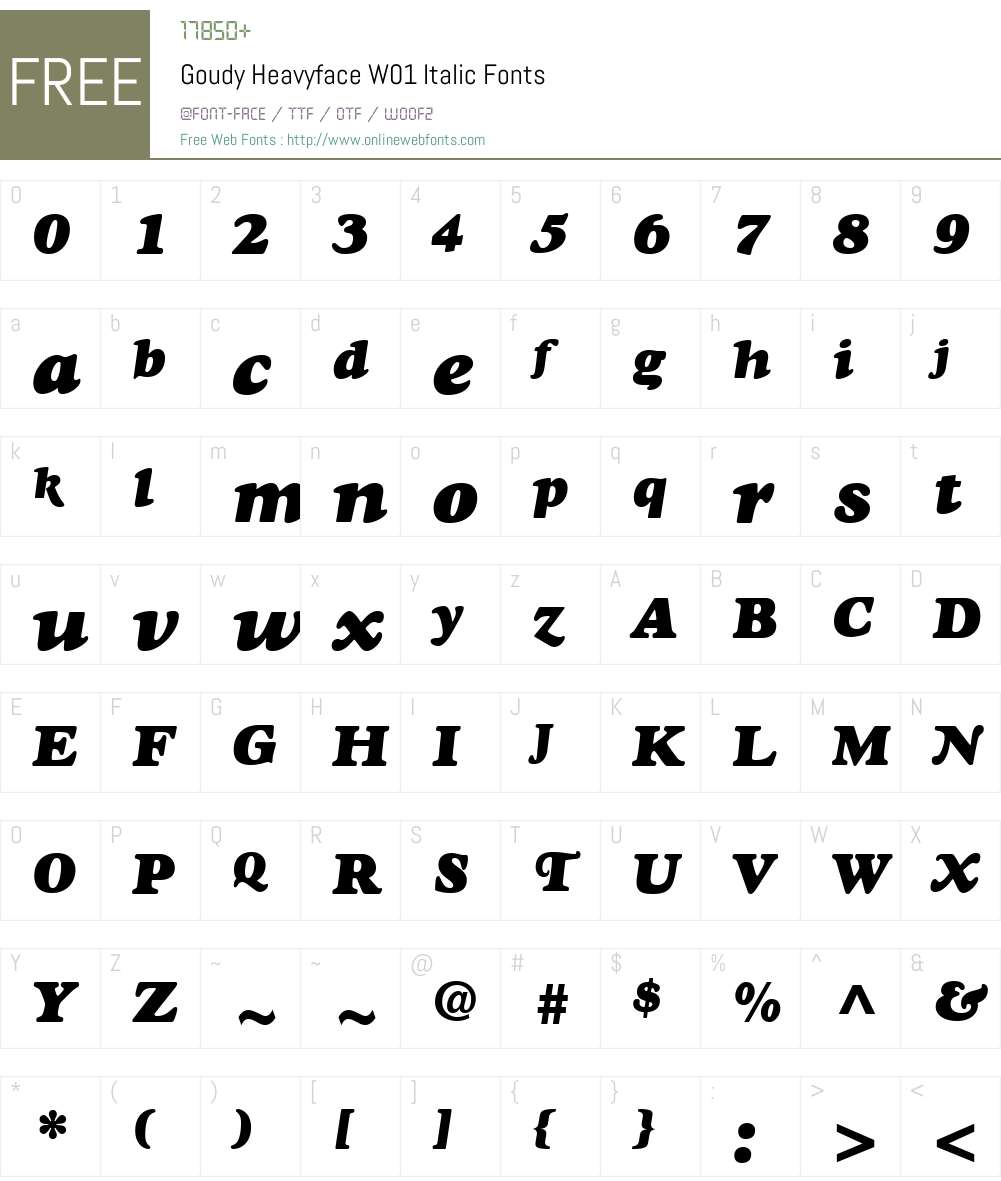 GoudyHeavyfaceW01-Italic Font Screenshots