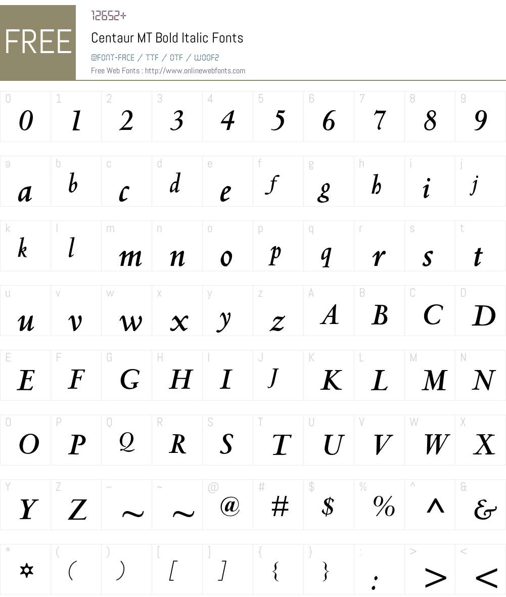 Centaur MT Font Screenshots