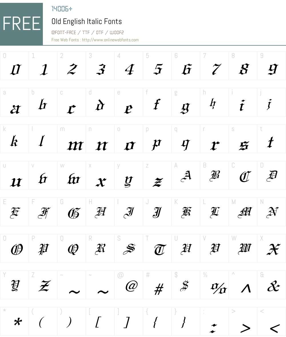 Old English Italic Font Screenshots