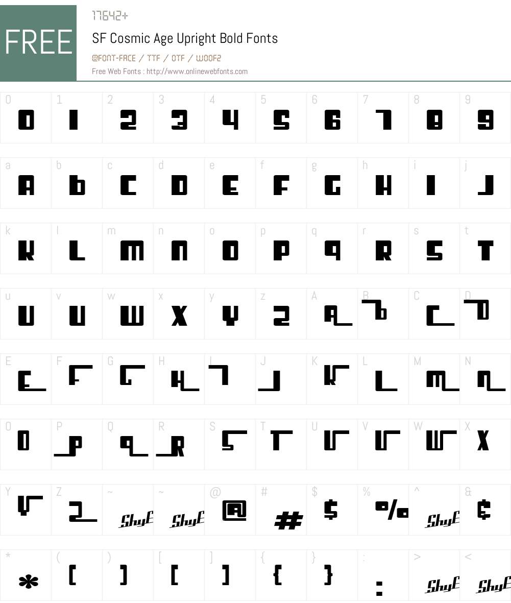 SF Cosmic Age Upright Font Screenshots