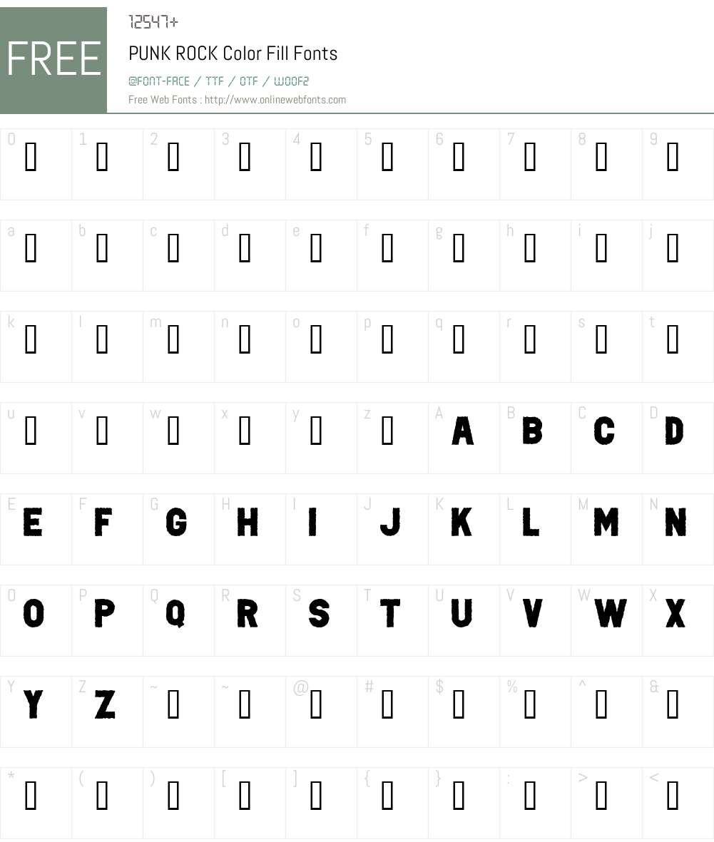PUNK ROCK Font Screenshots