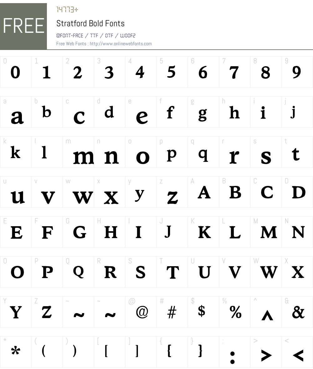 Stratford Font Screenshots