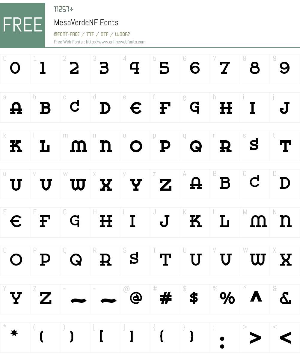 MesaVerdeNF Font Screenshots