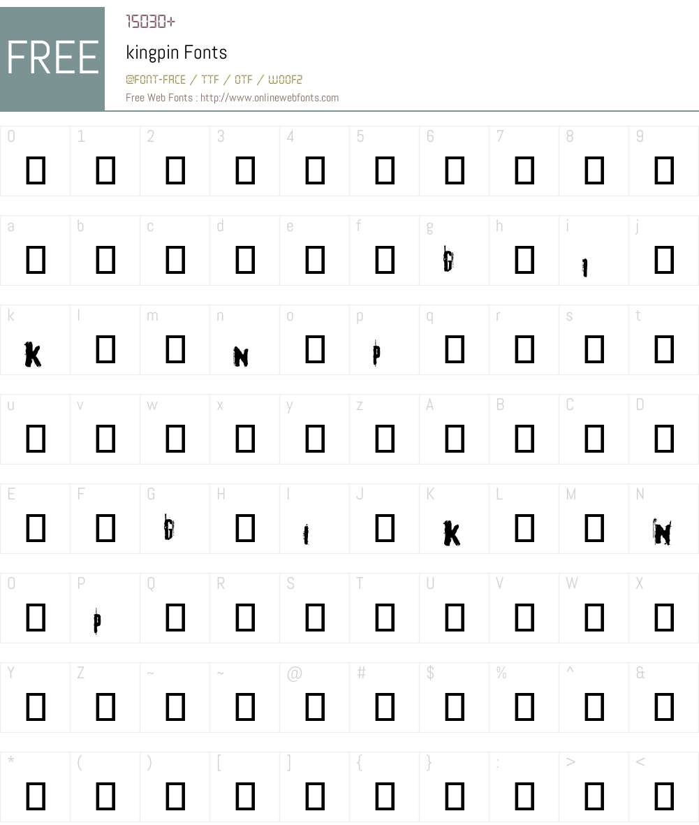 kingpin Font Screenshots