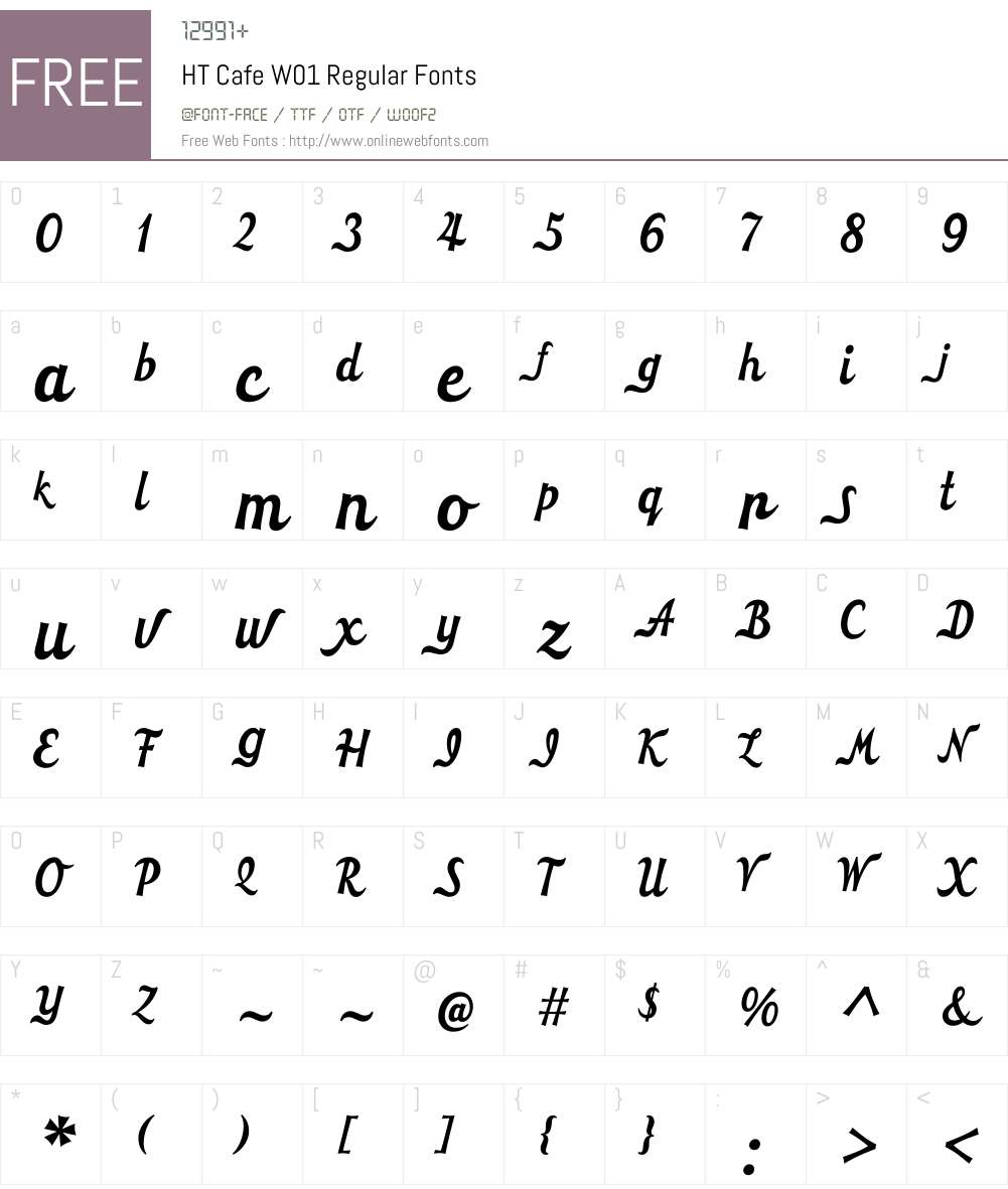 HTCafeW01-Regular Font Screenshots