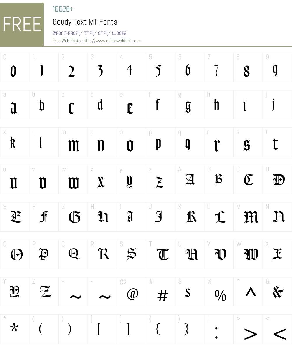 Goudy Text MT Font Screenshots