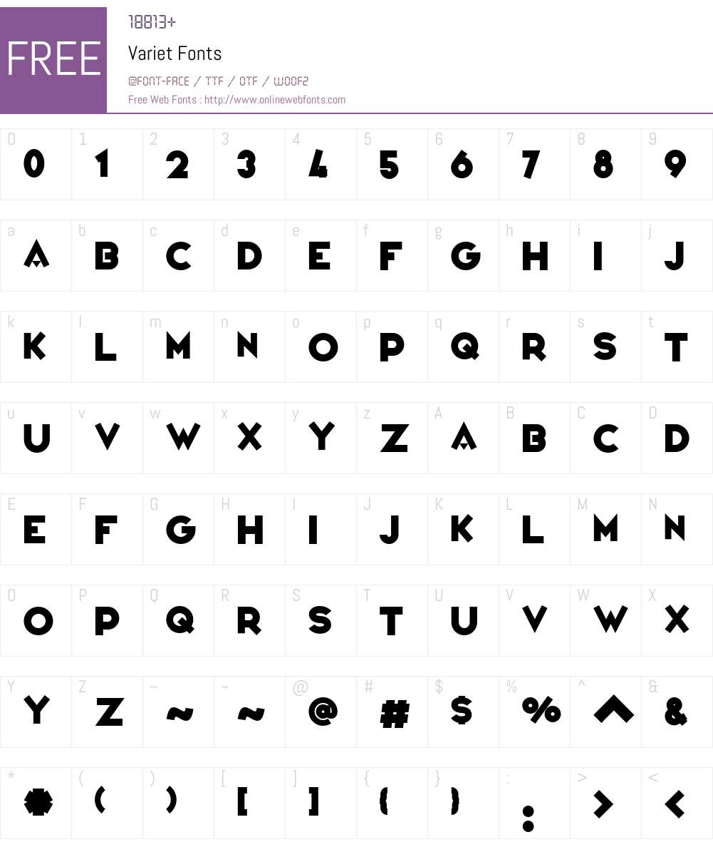 Variet Font Screenshots