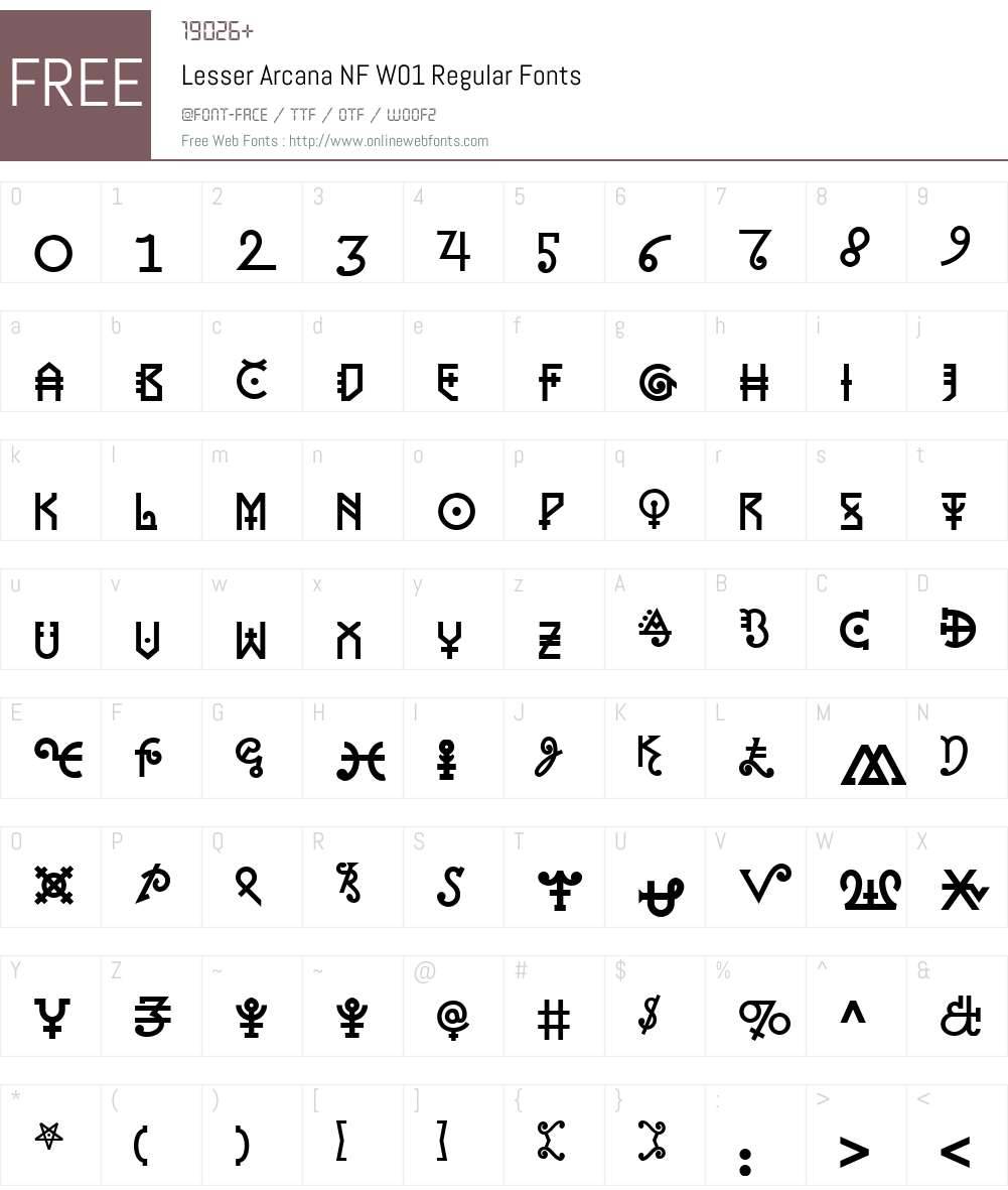 LesserArcanaNFW01-Regular Font Screenshots