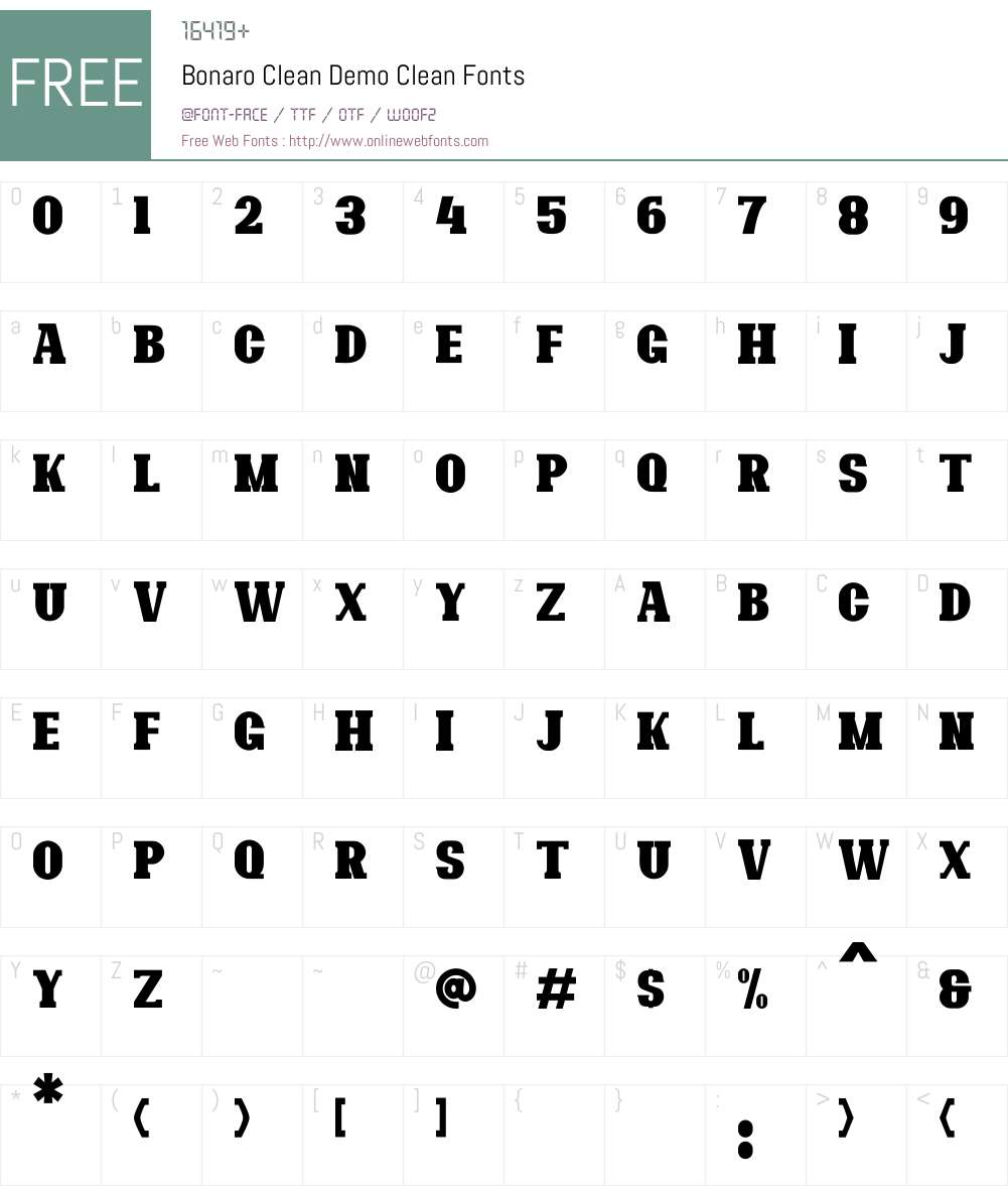Bonaro Clean Demo Font Screenshots