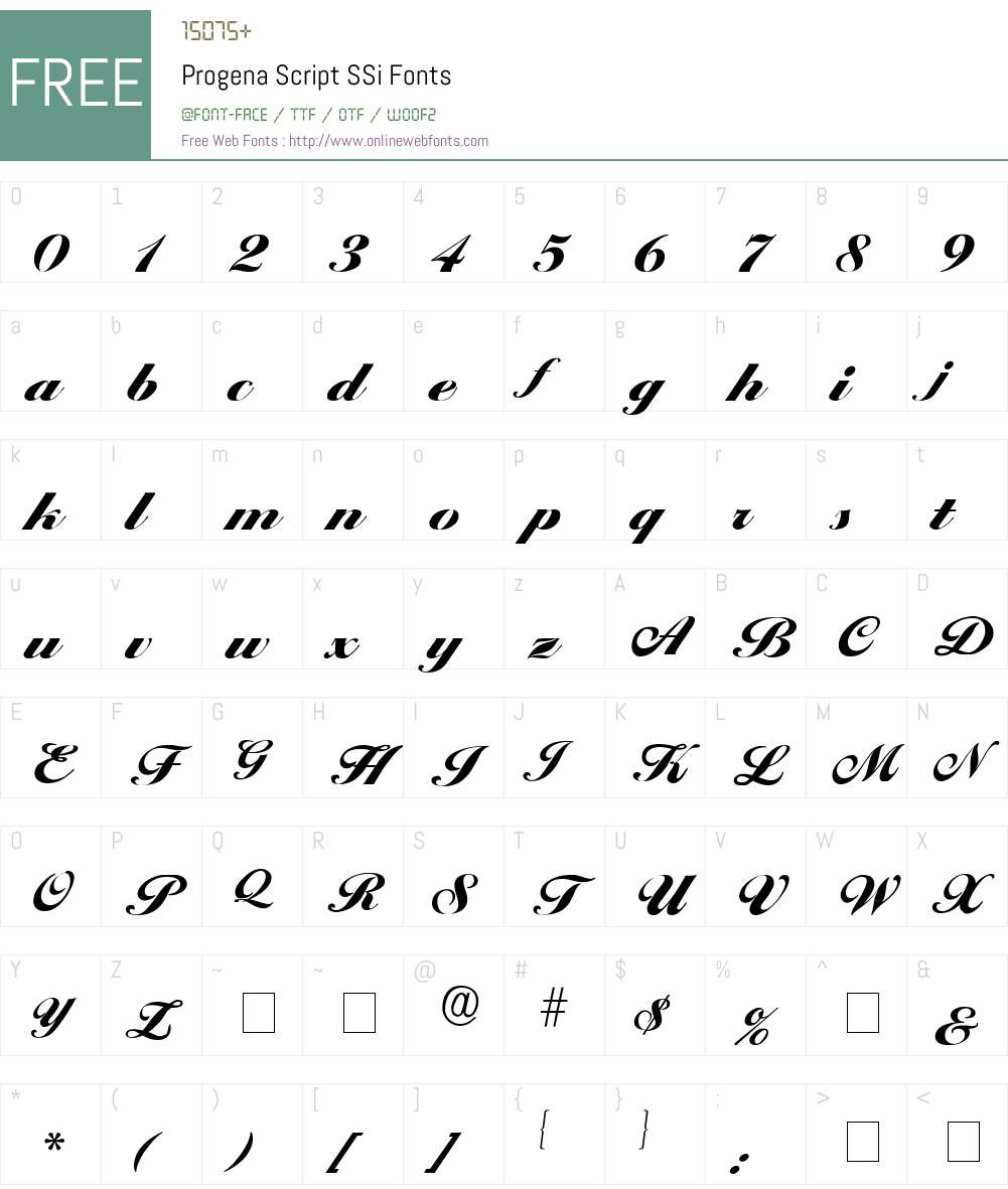 Progena Script SSi Font Screenshots