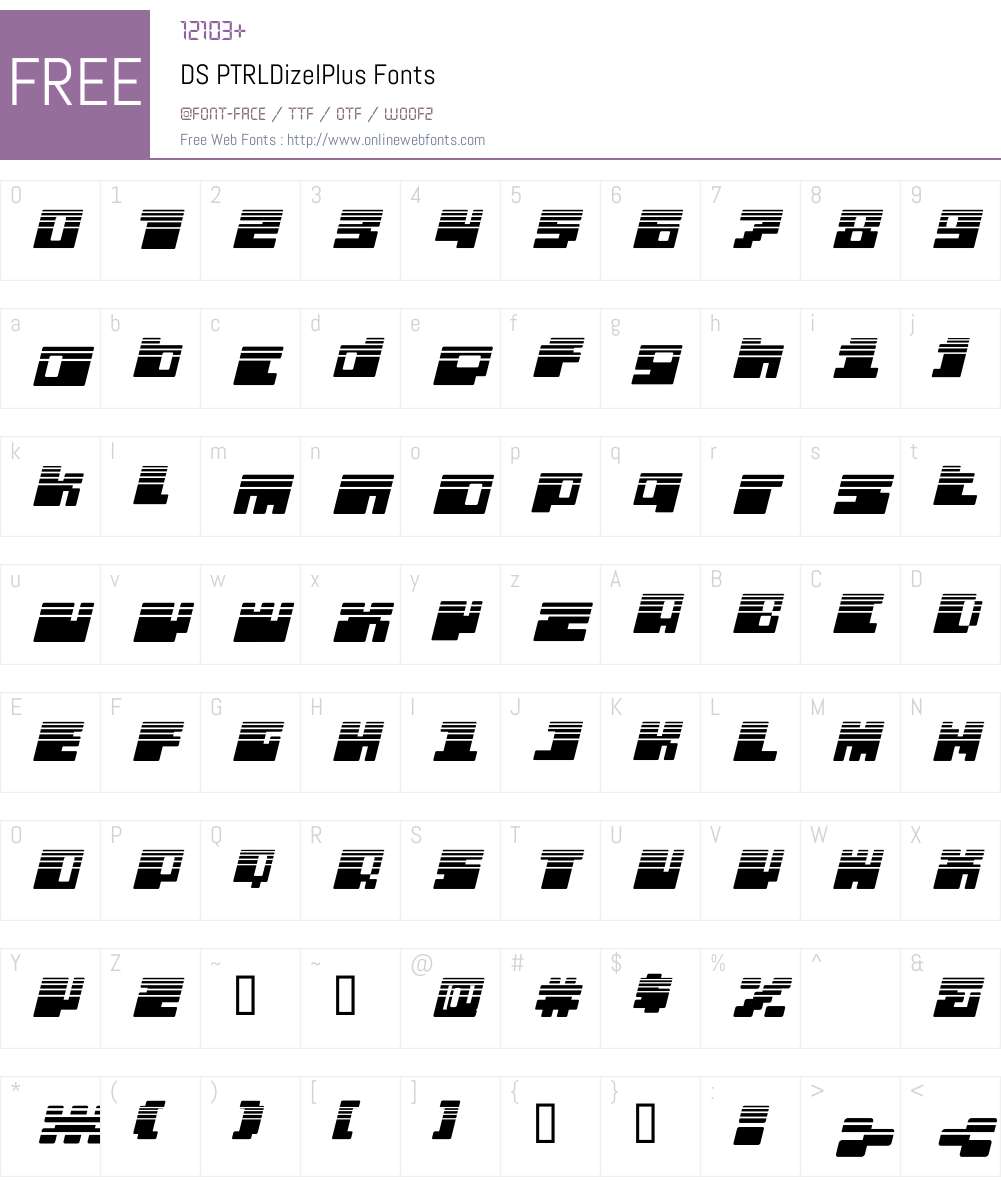 DS PTRLDizelPlus Font Screenshots