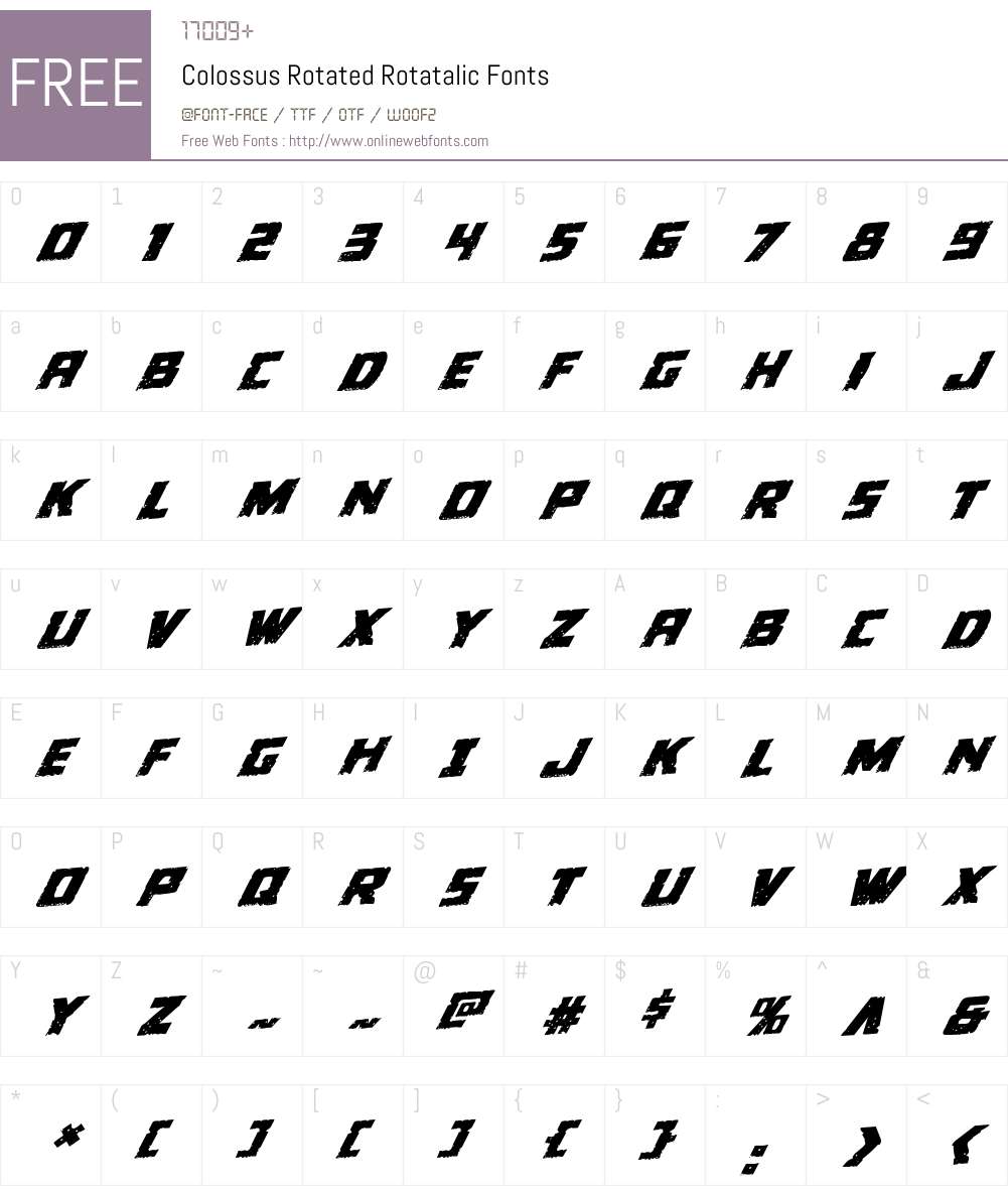Colossus Rotatalic Font Screenshots