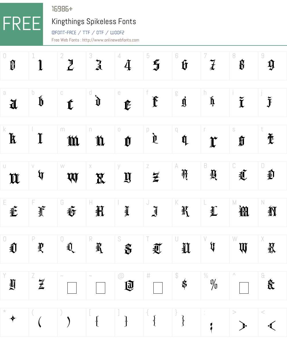 Kingthings Spikeless Font Screenshots