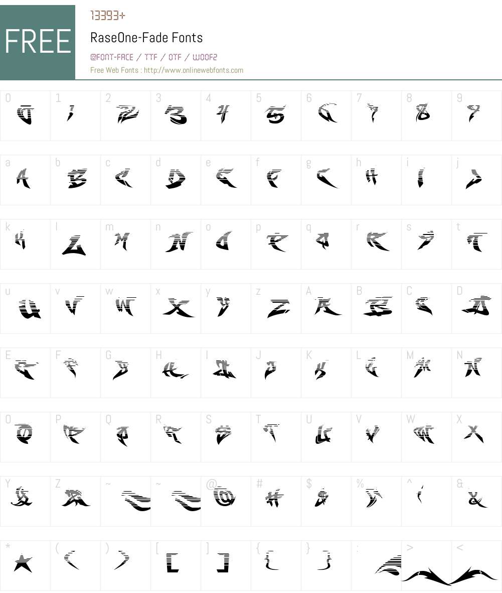 RaseOne-Fade Font Screenshots