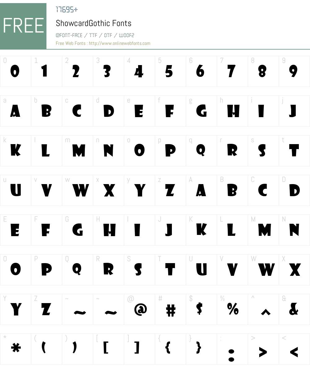Showcard Gothic Font Screenshots