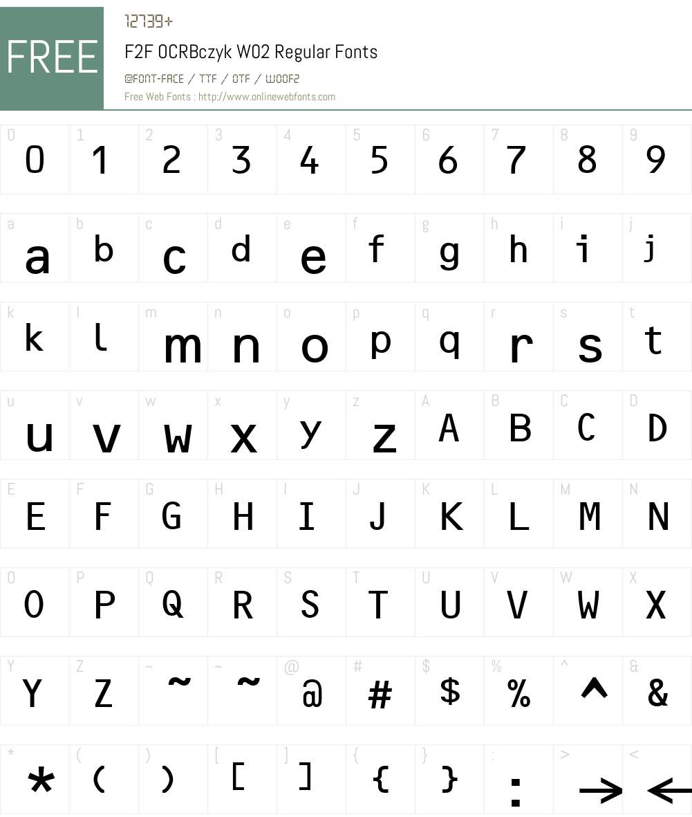 F2F OCRBczyk Font Screenshots