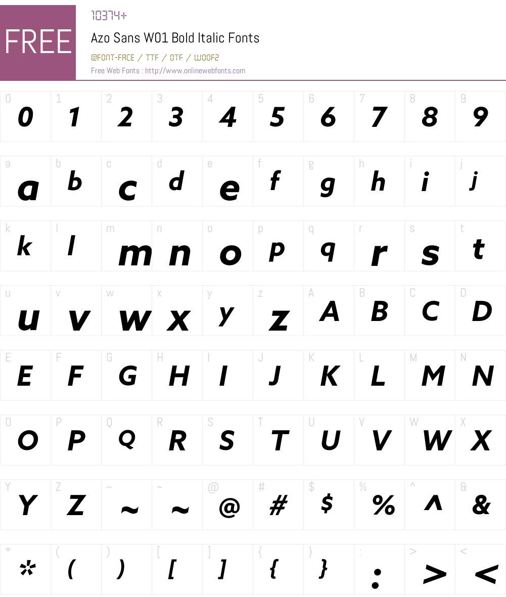 AzoSansW01-BoldItalic Font Screenshots