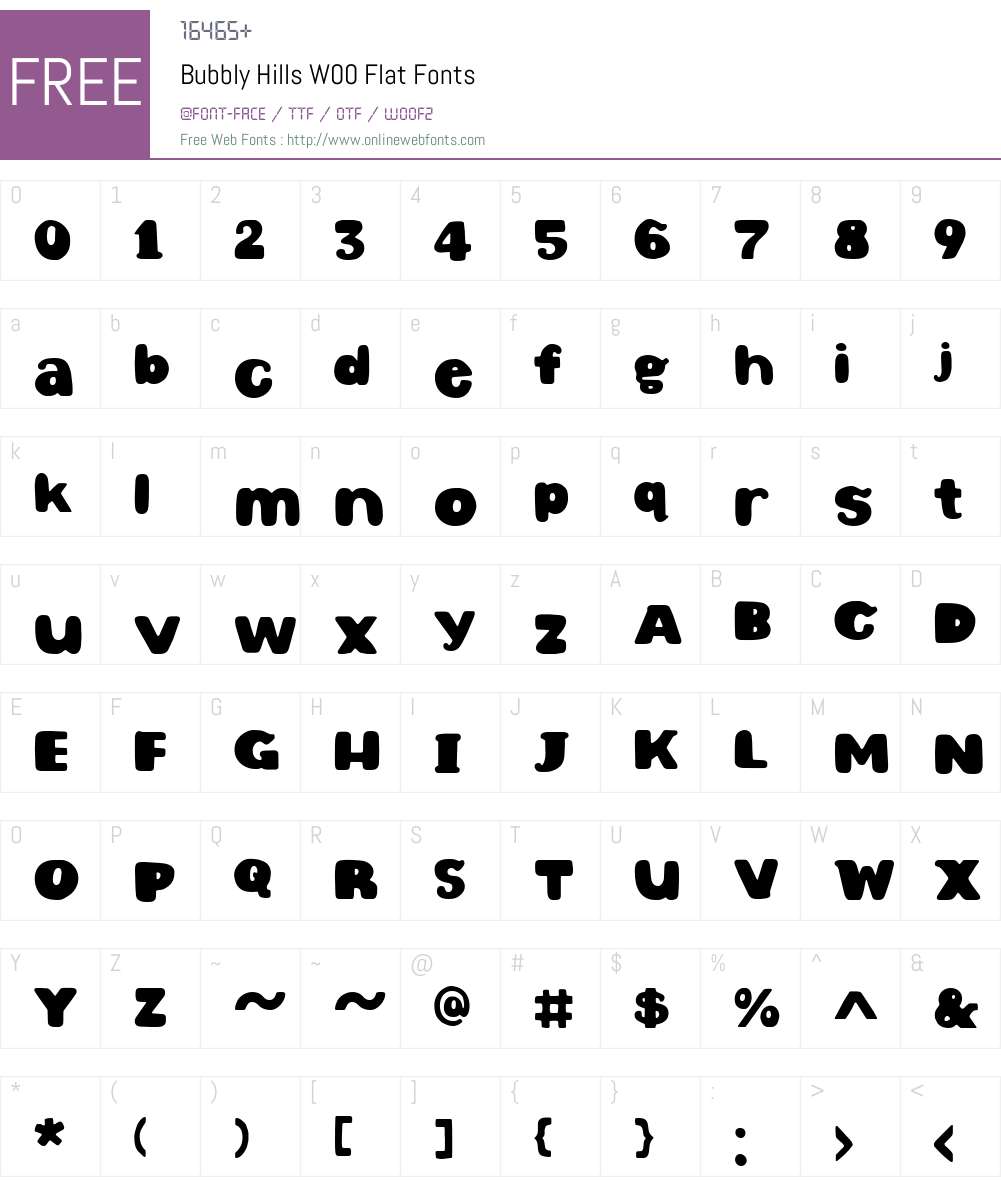 BubblyHillsW00-Flat Font Screenshots