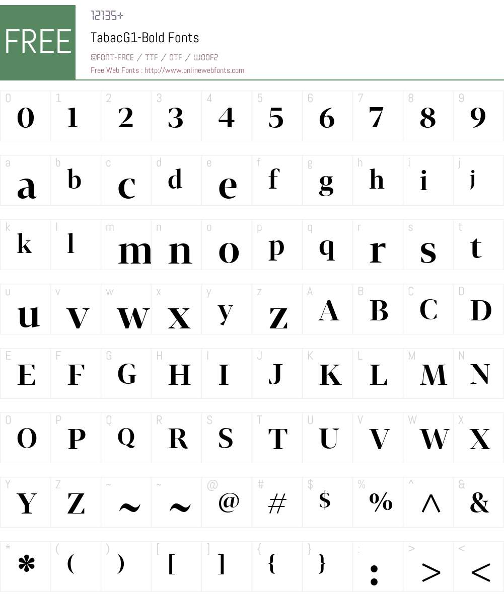 TabacG1-Bold Font Screenshots