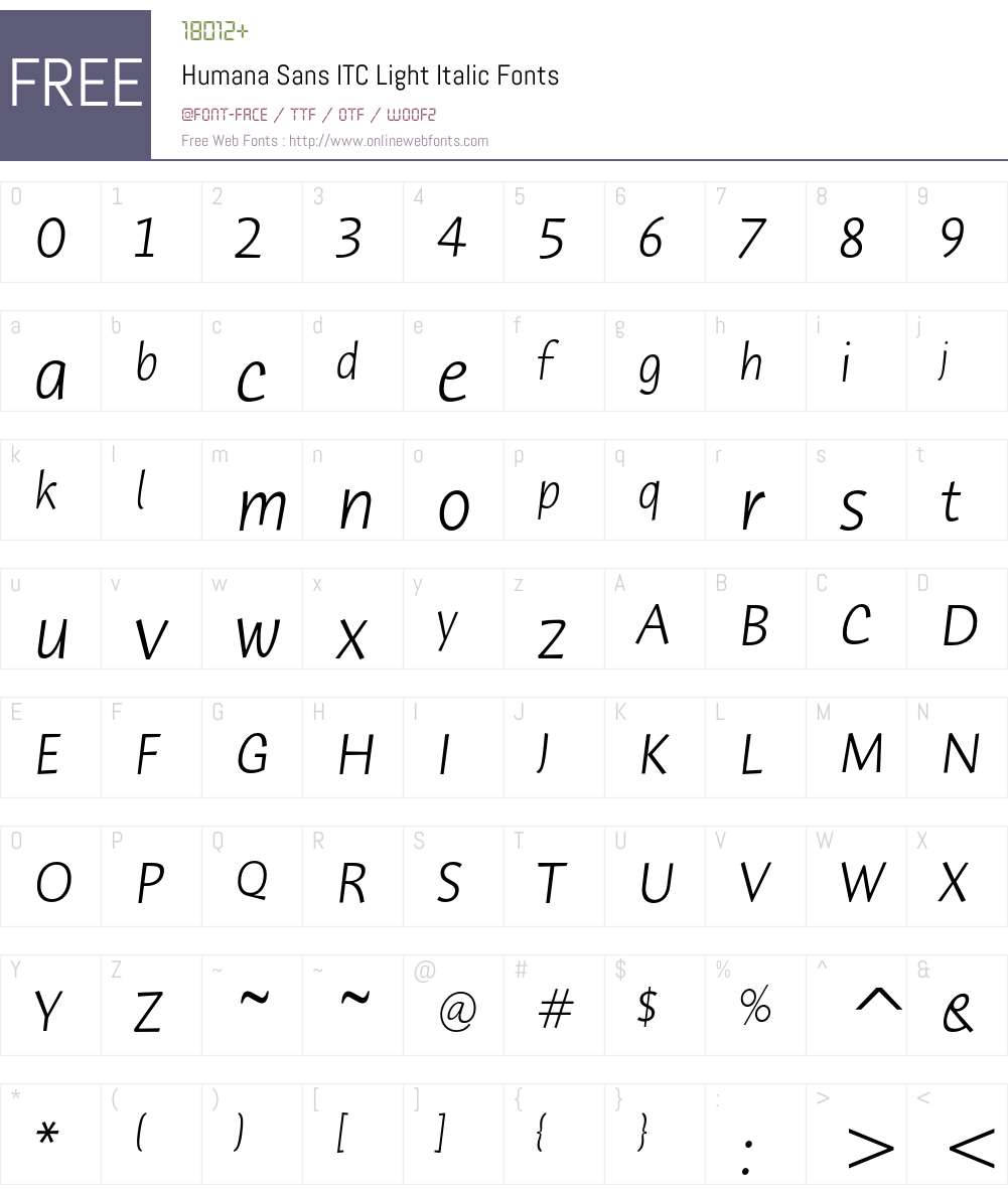 Humana Sans ITC Font Screenshots