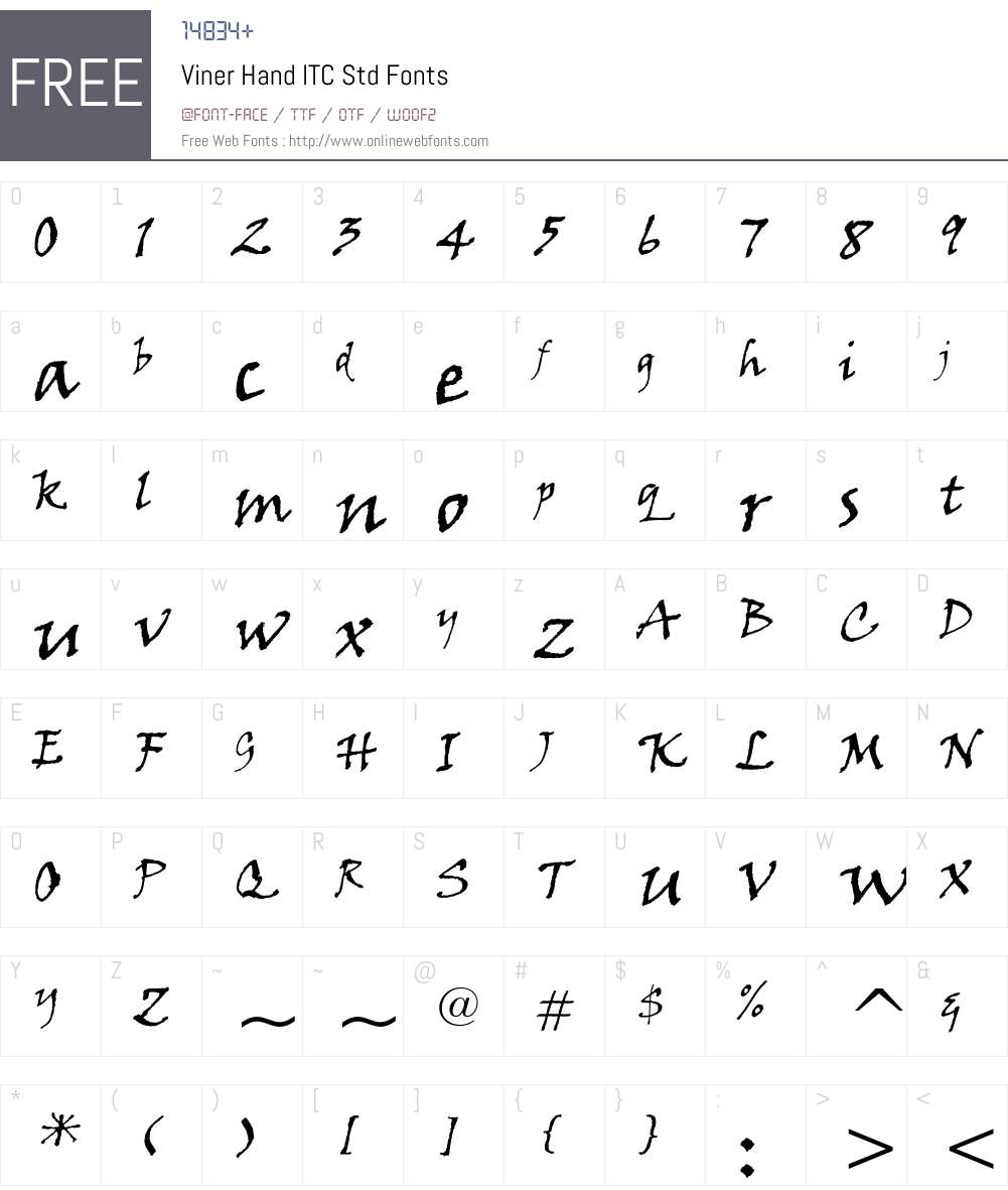 Viner Hand ITC Std Font Screenshots