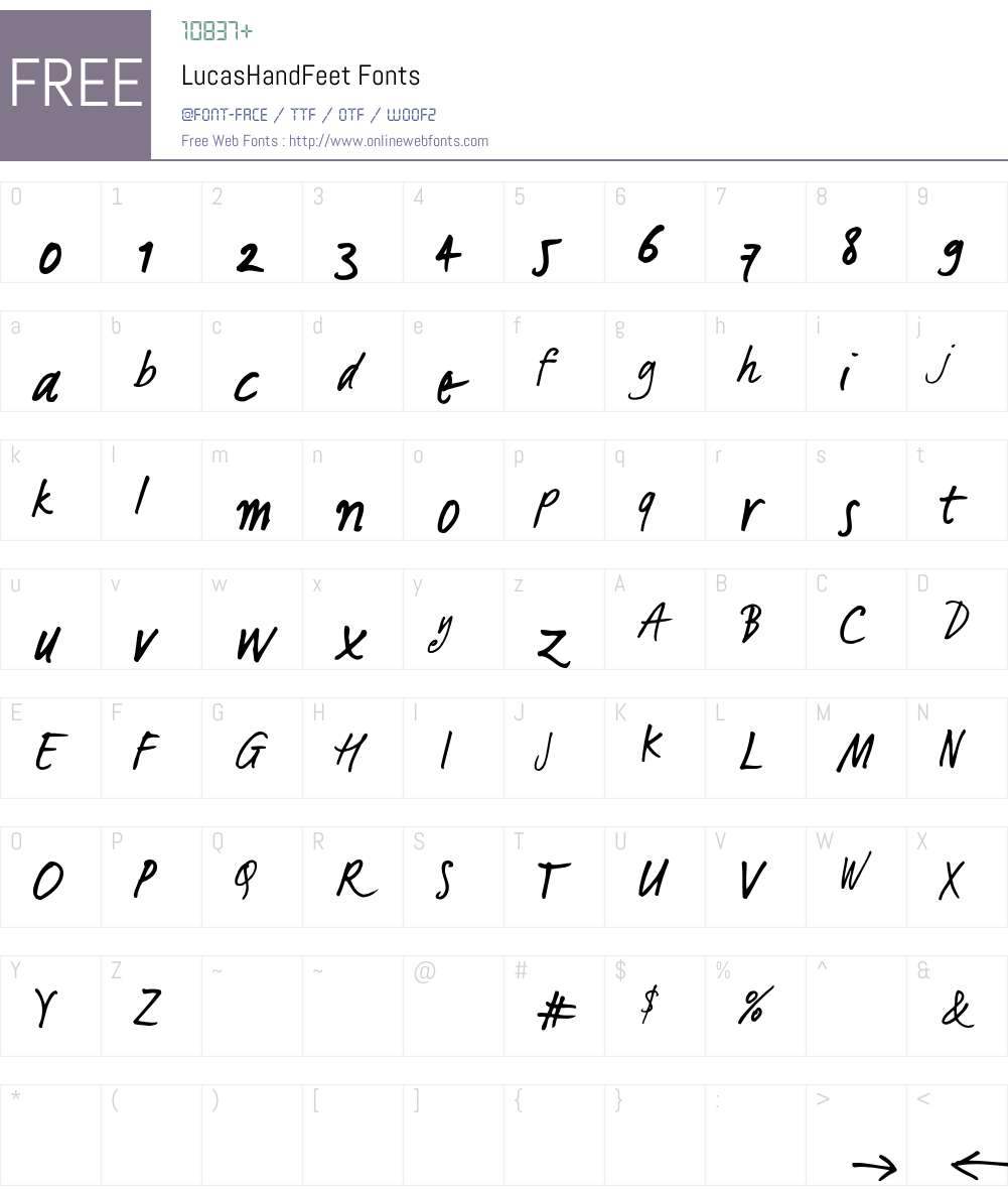 LucasHandFeet Font Screenshots