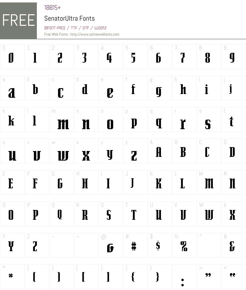 SenatorUltra Font Screenshots