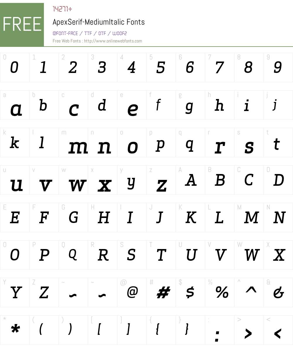 Apex Serif Medium Italic Font Screenshots