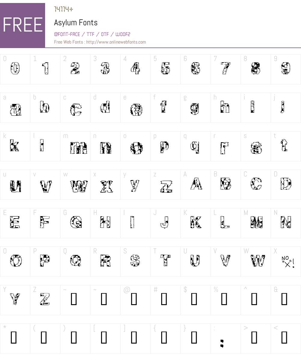 Asylum Font Screenshots