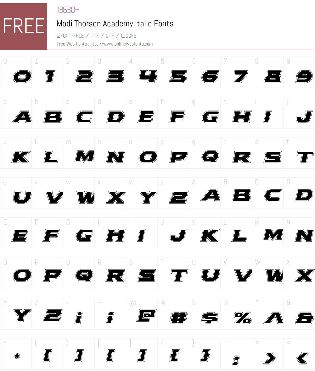 Modi Thorson Academy Italic Font Screenshots