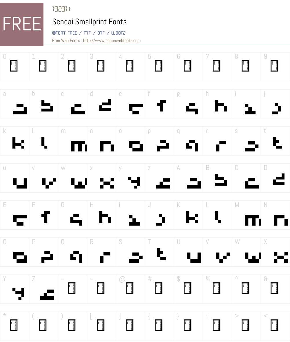 Sendai Smallprint Font Screenshots