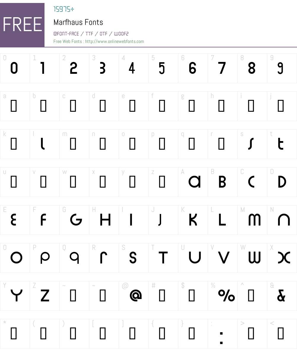 Marfhaus Font Screenshots