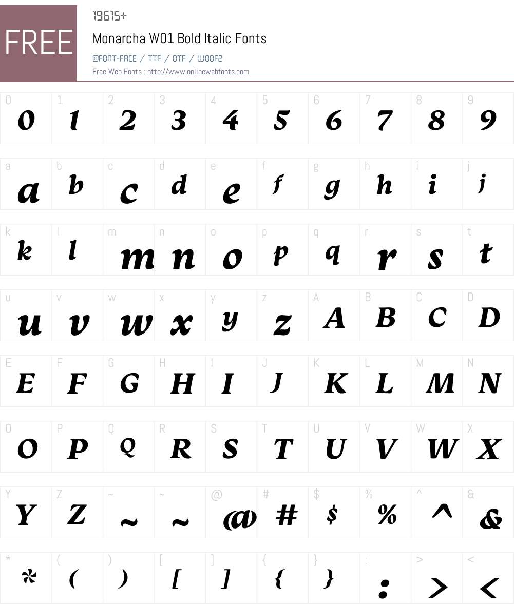 MonarchaW01-BoldItalic Font Screenshots