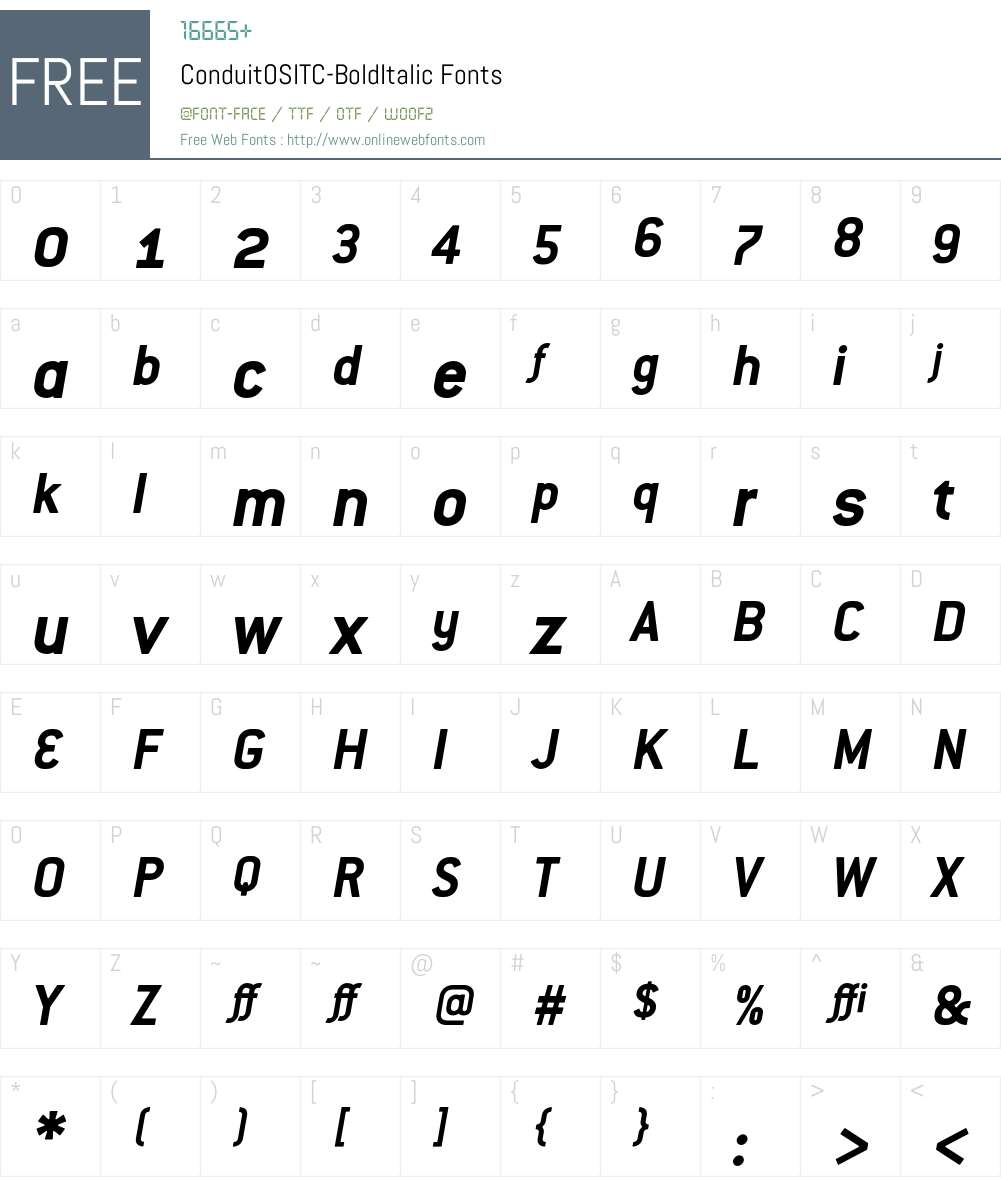 ConduitOSITC Font Screenshots
