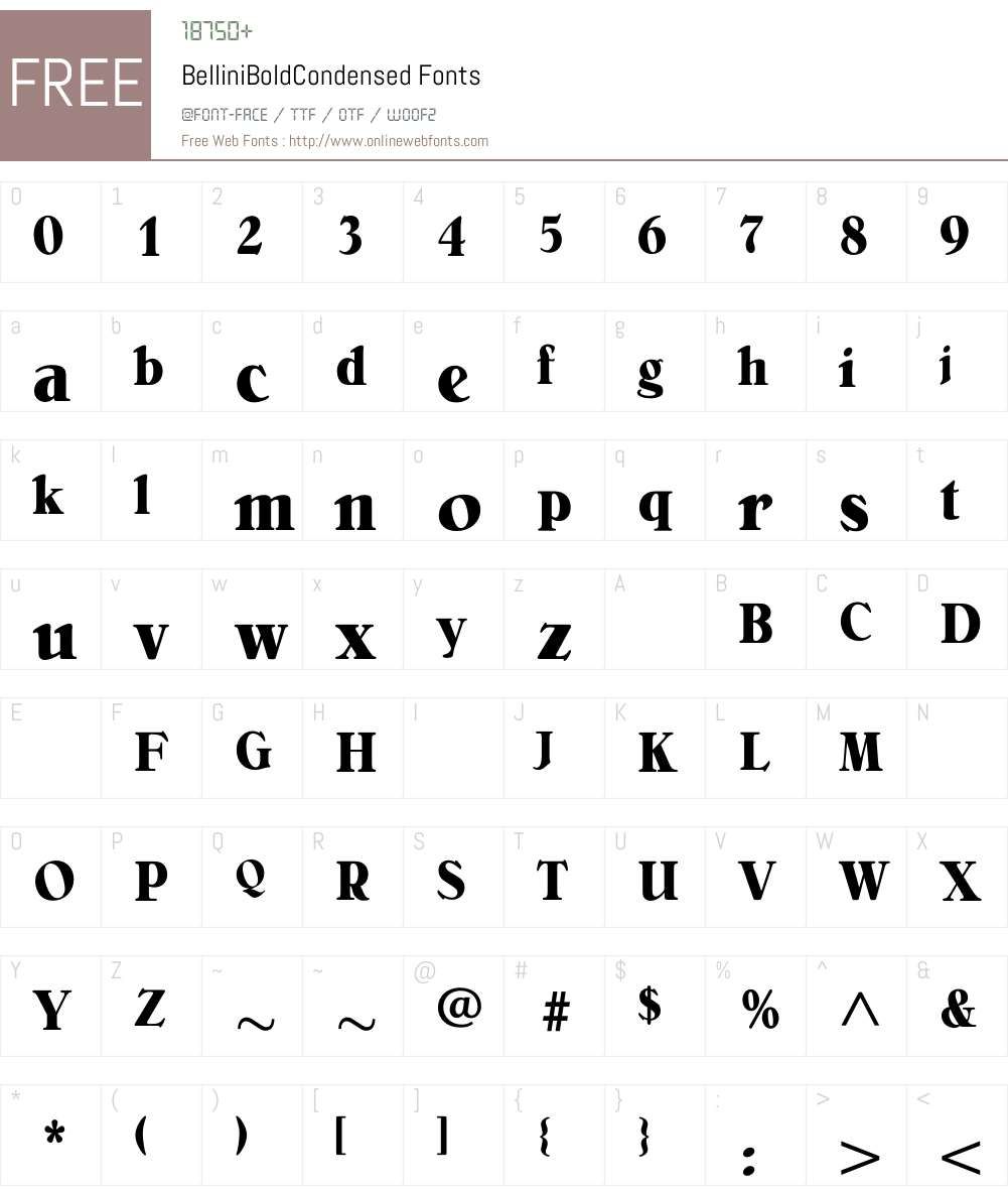 BelliniBoldCondensed Font Screenshots
