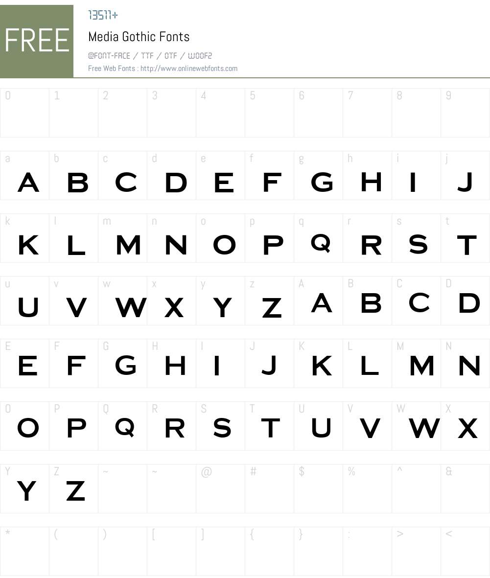 Media Gothic Font Screenshots