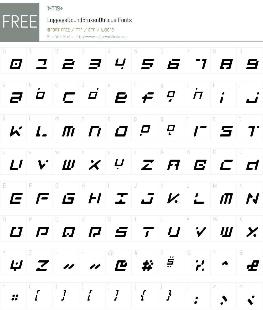 LuggageRoundBroken Font Screenshots