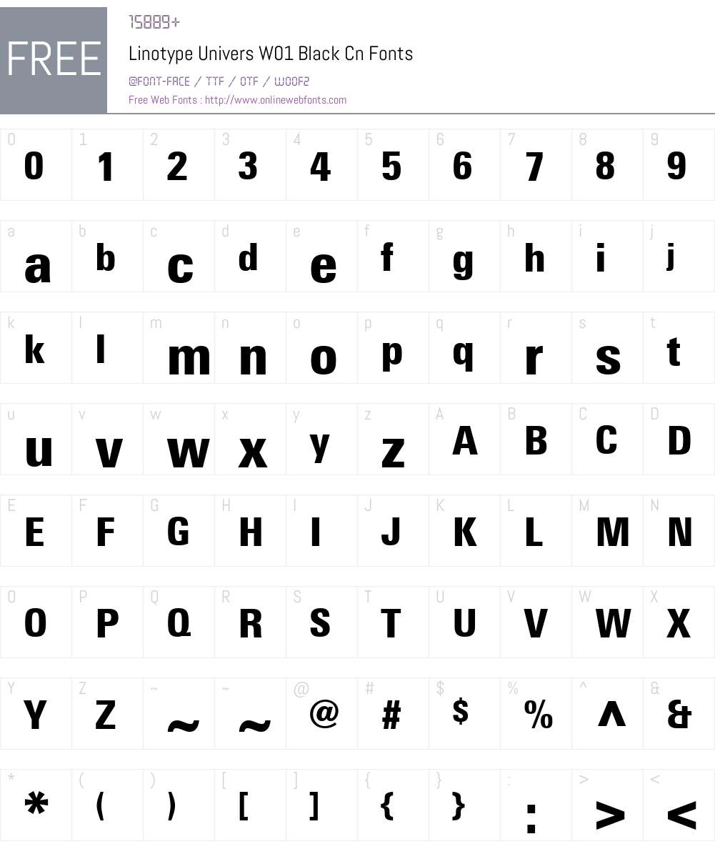LinotypeUniversW01-BlackCn Font Screenshots