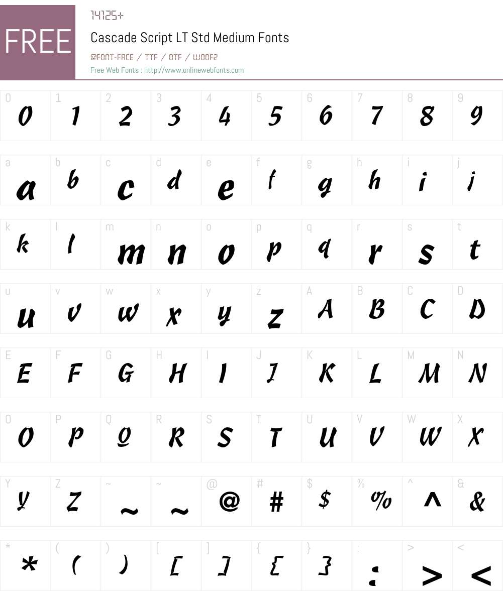 Cascade Script LT Std Font Screenshots